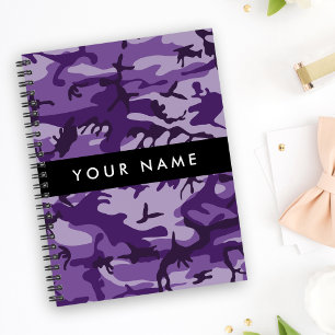 Paarse Camouflage Personaliseer je naam Notitieboek