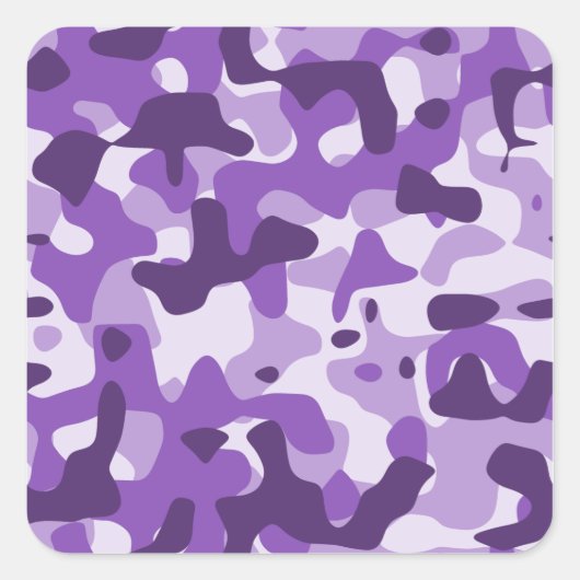 Paarse Camouflage Vierkante Sticker (Voorkant)