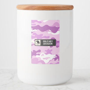 Paarse Camouflagepatroon Voedselcontainer Etiket