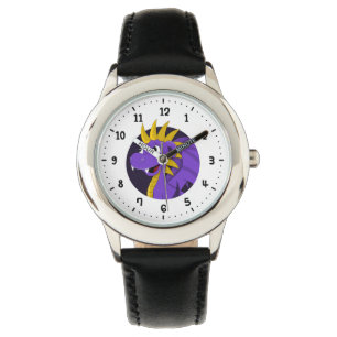 Paarse cartoon dragon horloge