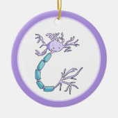 Paarse Cartoon Neuron Cell Biology Kerst Keramisch Ornament (Voorkant)