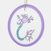 Paarse Cartoon Neuron Cell Biology Kerst Keramisch Ornament (Links)