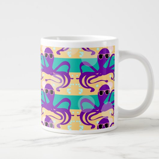 Paarse Cartoon Octopus Underwater Fun Design Jumbo Mok (Rechts)
