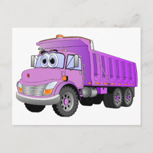 Paarse Cartoon van de vuilniswagen Briefkaart
