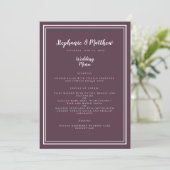 Paarse cassis Wedding Menu Simple Framed Chic (Staand voorkant)