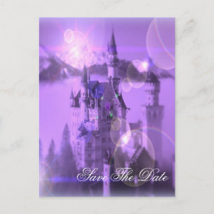 paarse Castle Gothic bruiloft save the date Aankondigingskaart
