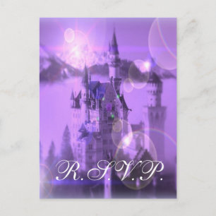  Paarse Castle Wedding RSVP Kaart