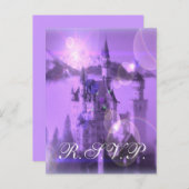  Paarse Castle Wedding RSVP Kaart (Voorkant / Achterkant)