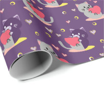 Paarse Cat Wrapping Paper - Schattige Kittens
