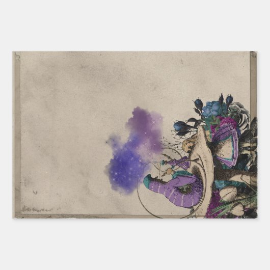 Paarse Caterstone Alice in Wonderland ontkoppeling Inpakpapier Vel (Voorkant)