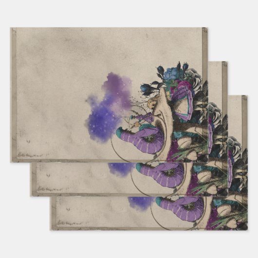 Paarse Caterstone Alice in Wonderland ontkoppeling Inpakpapier Vel (Set)