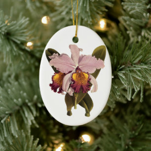 Paarse Cattleya Orchid, Tropische bloemen Keramisch Ornament