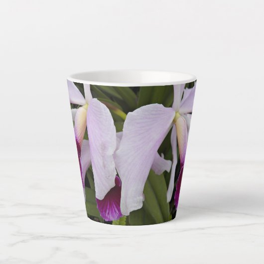 Paarse Cattleya Orchids Floral Latte Mok (Voorkant)