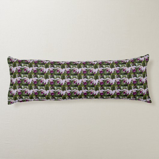 Paarse Cattleya Orchids Floral Pattern Body Pillow Lichaamskussen (Achterkant)