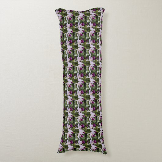 Paarse Cattleya Orchids Floral Pattern Body Pillow Lichaamskussen (Voorkant Verticaal)