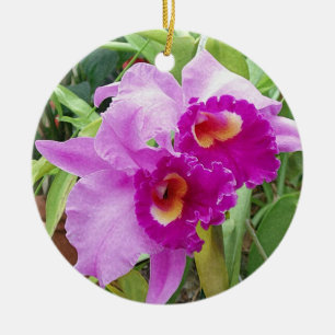 Paarse Cattleya Orchids Keramisch Ornament