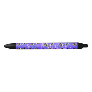 Paarse cavia sparkle, blauwe inkt pen