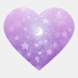 Paarse Celestial Fantasy Art Stars en Moon Hart Sticker