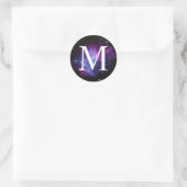 Paarse Celestial Space Photo Classic Monogram Ronde Sticker (Tas)