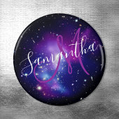 Paarse Celestial Space Photo Monogramed Magneet