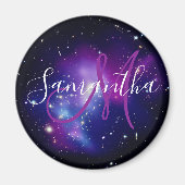 Paarse Celestial Space Photo Monogramed Magneet (Voorkant)