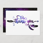 Paarse Celestial Starry Boho Bedankkaart (Voorkant / Achterkant)