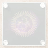 Paarse Celestial Sun en Moon Glazen Onderzetter (Achterkant)
