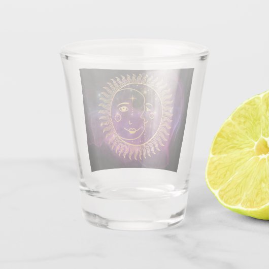 Paarse Celestial Sun en Moon Shot Glas (Achterkant)