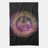 Paarse Celestial Sun en Moon Theedoek (Verticaal)