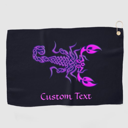 Paarse Celtic Knot Scorpion Golf Towel Golfhanddoek (Horizontaal)