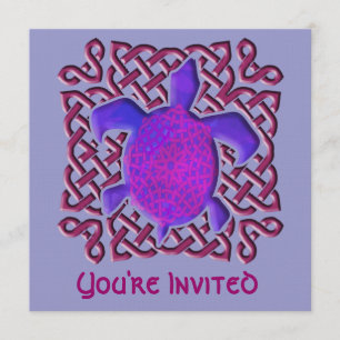 Paarse Celtic Knot Turtle Invitations Kaart