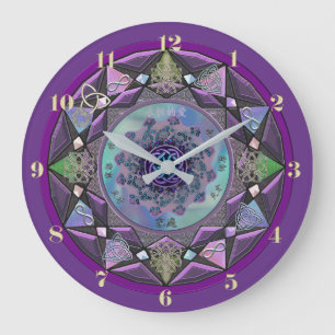 Paarse Celtic Mandala Wall klok