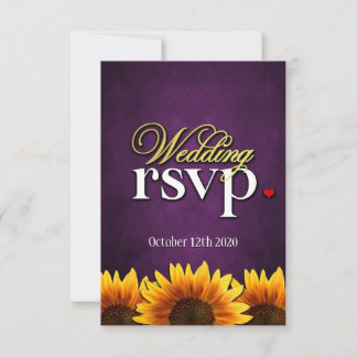 Paarse Chalkboard Sunflower Wedding RSVP-kaarten RSVP Kaartje