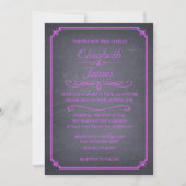 Paarse Chalkboard Wedding Invitations Kaart (Voorkant)