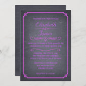 Paarse Chalkboard Wedding Invitations Kaart (Voorkant / Achterkant)