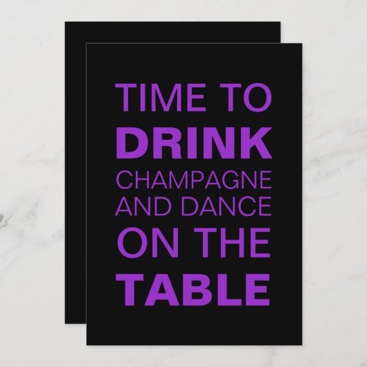 Paarse Champagne en dansende 21ste verjaardag Uitn Kaart (Voorkant / Achterkant)