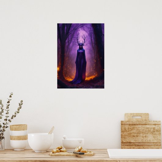 Paarse Chaos Heks in het Donkere Woud Poster (Keuken)