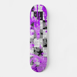 Paarse Check Star Skull Skateboard