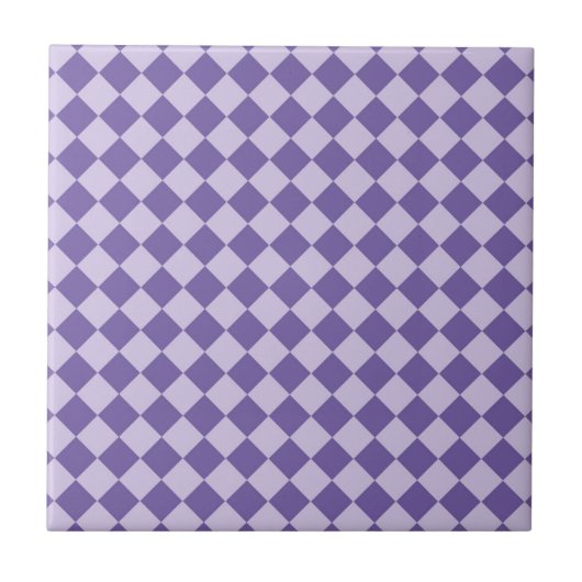 Paarse Checker Diamond Pattern Keramische Tegel Tegeltje (Voorkant)