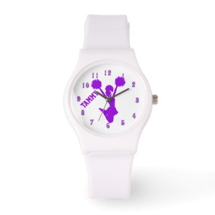 Paarse Cheerleader Custom Horloge