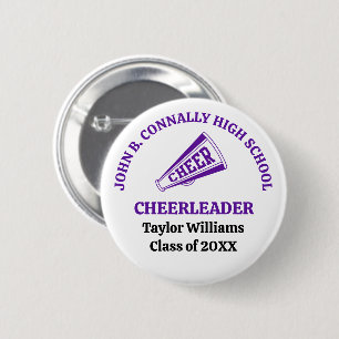 Paarse cheerleader op de middelbare school geperso ronde button 5,7 cm