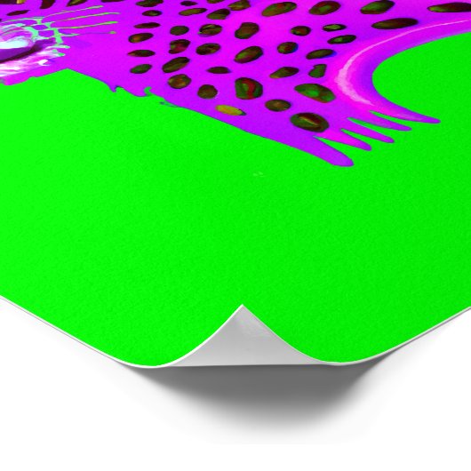 Paarse Cheetah Waterverf AI Generated Art Poster (Hoek)