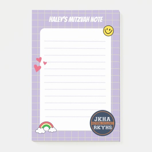 Paarse cheque Mitzvot Post-it® Notes (Voorkant)