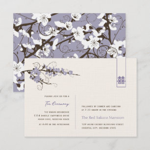 Paarse Cherry Blossom Asian Weddenschappen Recepti Kaart