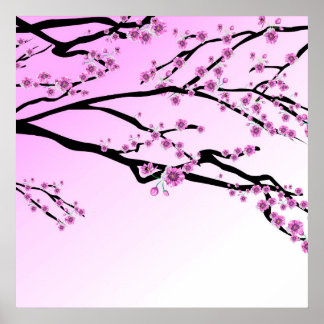 Paarse Cherry Blossom Sakura Poster