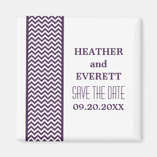 Paarse Chevron Border sparen de Datum Magnet Magneet