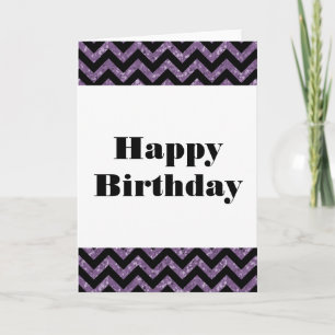 Paarse Chevron Glitter Happy Birthday Kaart