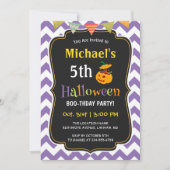 Paarse Chevron Kind Halloween Birthday Party Kaart (Voorkant)