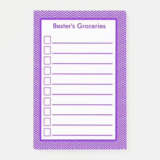 Paarse Chevron-lijst voor afvinding Post-it® Notes (Voorkant)