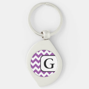 Paarse Chevron Monogram Sleutelhanger